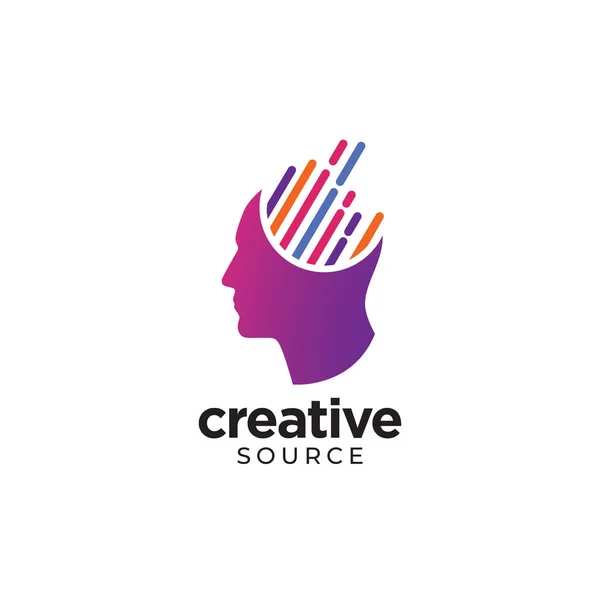 Цифровий абстрактний логотип голови людини для творчості — стоковий вектор