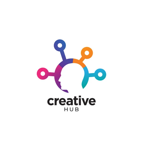 Logo della testa umana astratta digitale per creativo — Vettoriale Stock