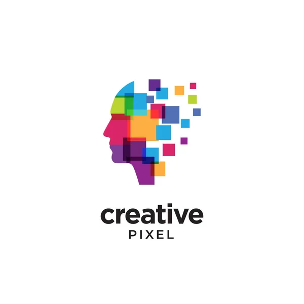 Digital Abstract logotipo da cabeça humana para criativo —  Vetores de Stock