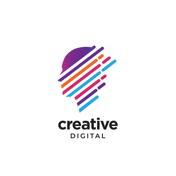 Digital Abstract logotipo da cabeça humana para criativo — Vetor de Stock