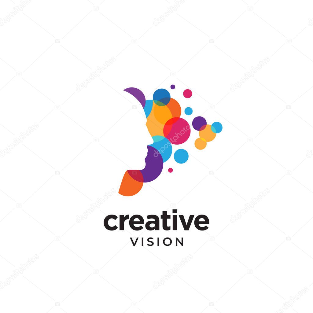 Digital Abstract human head logo for creative