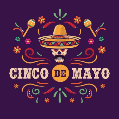 Cinco de Mayo vektör illüstrasyonu, 5 Mayıs