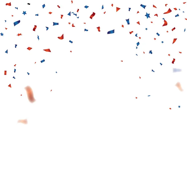 Plantilla de Confetti rojo y azul para la tarjeta de felicitación del 4 de julio — Vector de stock