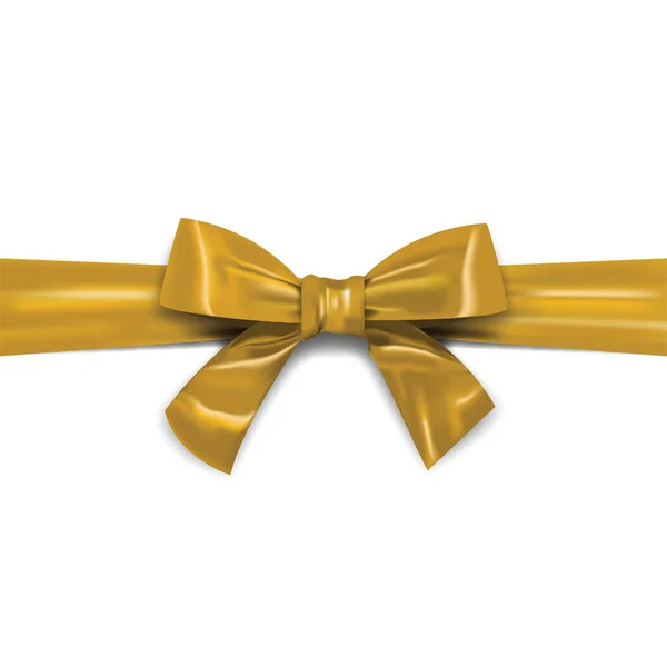 Gold ribbon with bow realistic vector illustration template — Stock Vector