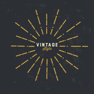 Grunge koyu backg vintage altın sunburst vektör tasarım elemanı