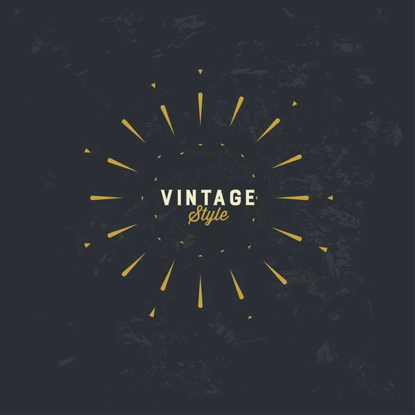 Vintage oro sunburst elemento de diseño vectorial en grunge respaldo oscuro — Vector de stock