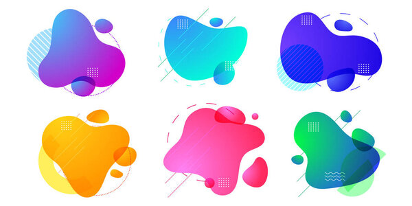 Set of modern abstract liquid badge template