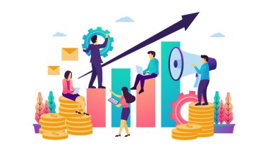 Veri analizinin vektör çizimi modern düz tasarım konsepti. Web pankartı, poster, ui, broşür, mobil uygulama için uygun.