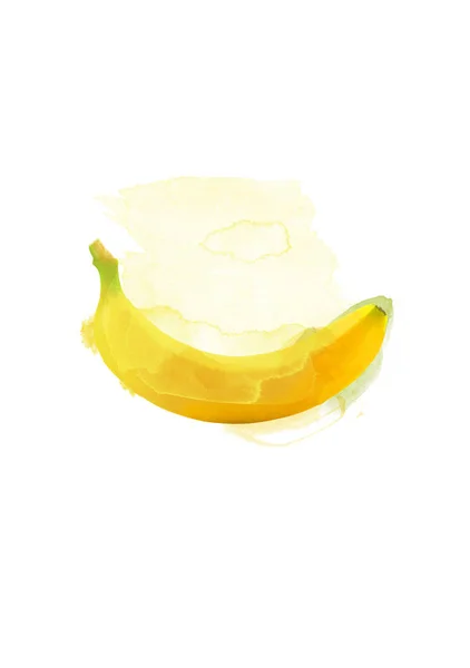 Банан акварель на білому тлі. — стокове фото