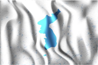 Birleşik Kore bayrağı. Dikdörtgen simgesi. Etkisi sallıyor. Vektör çizim