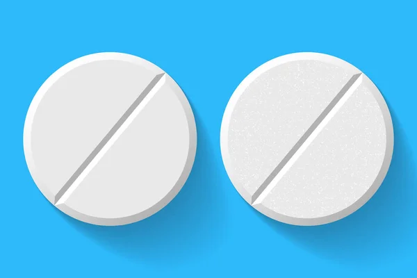 Realistische Weiße Pillen Und Tabletten Isoliert Auf Dem Hintergrund Vektor — Stockvektor