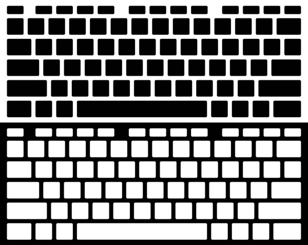 Model Siluet Bilgisayar Klavye Vektör Izole Siyah Beyaz Versiyonu Üstten — Stok Vektör