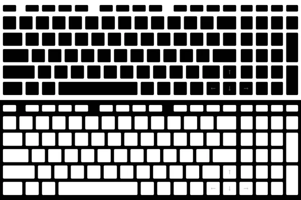 Silhouette Computer Keyboard Vector Isoleret Sort Hvid Version Top Visning – Stock-vektor