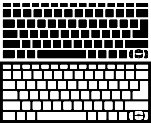 Silhouette Computer Keyboard Vector Aislado Versión Blanco Negro Vista Superior — Vector de stock