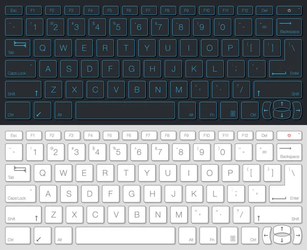 Vecteur Clavier Ordinateur Isolé Version Gris Blanc Vue Dessus — Image vectorielle