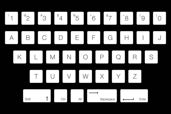 Teclado Vector Teclado Teclas Letras Informáticas Botones Blancos Aislados Orden — Vector de stock