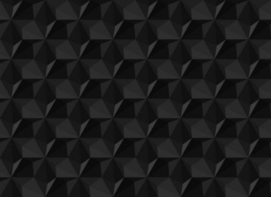 Altıgenler ve üçgenler Seamless modeli. Vektör geometrik arka plan. Tek renkli siyah renk