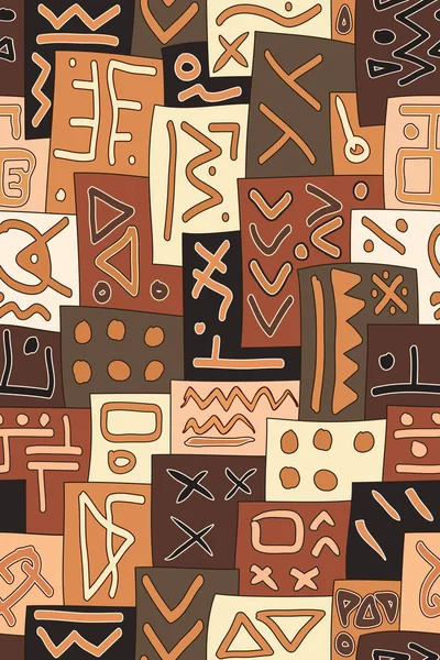 African Tribal Seamless Vector Pattern Sfondo Etnico Astratto Disegnato Mano — Vettoriale Stock