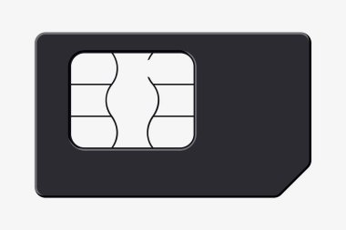 Sim kartı telefon çip. Gerçekçi vektör simgesi. Arka plan üzerinde izole Obgect