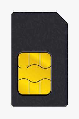Sim kartı telefon çip. Gerçekçi vektör simgesi. Arka plan üzerinde izole Obgect