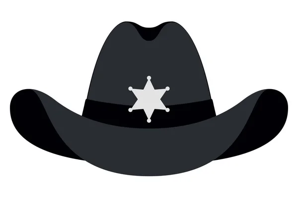 Silhouette Sheriff Hat Icon Vector Isolated Object Front View Symbol — Stock Vector