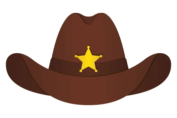 Brown Sheriff Hat Icon Vector Isolated Object Front View Symbol — Stock Vector