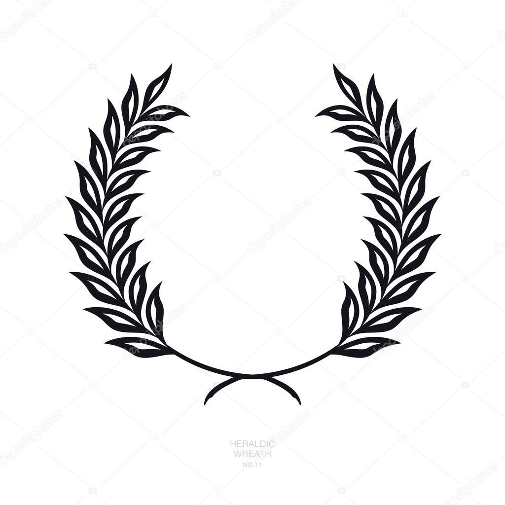 Heraldic Wreath Icon. Honor or Quality or Reward Symbol. Vector Isolated Silhouette
