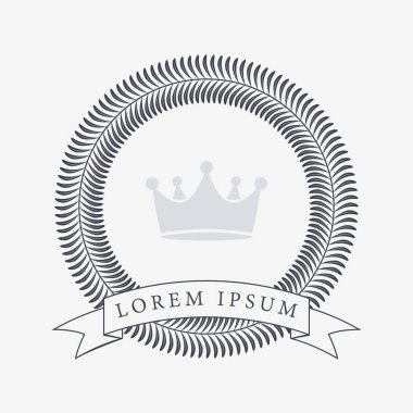 Heraldic Wreath Icon with Copy Space and Ribbon for Inscription. Honor or Quality or Reward Symbol. Vector Isolated Silhouette