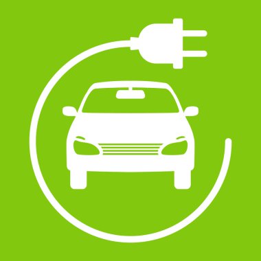 Elektrikli araba logosu. Eko araçlar simgesi. Ekolojik Taşımacılık/Nakliyat simgesi. İzole vektör