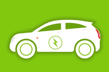 Elektrikli araba logosu. Eko araçlar simgesi. Ekolojik Taşımacılık/Nakliyat simgesi. İzole vektör