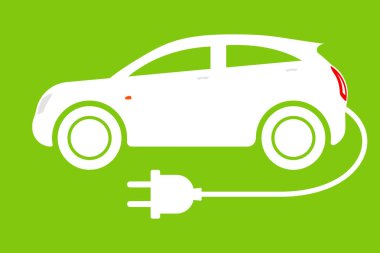 Elektrikli araba logosu. Eko araçlar simgesi. Ekolojik Taşımacılık/Nakliyat simgesi. İzole vektör