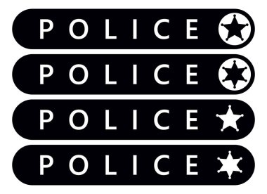 Polis etiket etiket. Acil durum afiş. Vektör