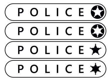 Polis etiket etiket. Acil durum afiş. Vektör
