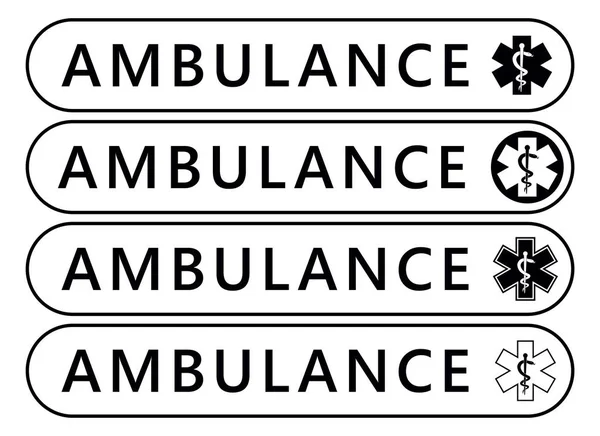 救护车标签贴纸。紧急横幅。向量 — 图库矢量图片