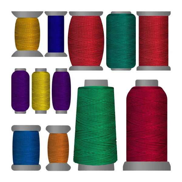 Sewing Threads Different Shape Spools Vector Set Isolated Coils Colored Royalty Free Stock Vectors
