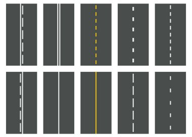 Sorunsuz yol türleri kümesi. Otoyol üstten görünüm. Vektör