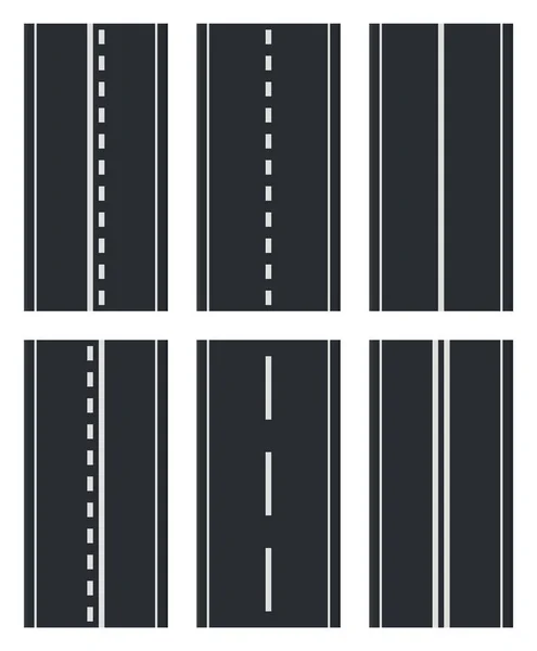 Reihe nahtloser Straßentypen. Autobahn von oben gesehen. Vektor — Stockvektor