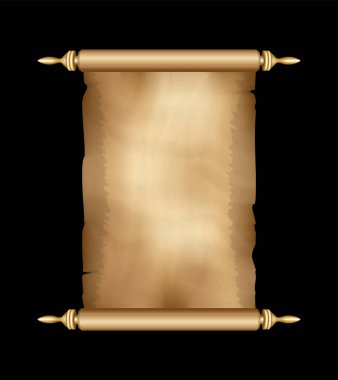 Eski Kağıt Kaydırma. Dikey Parşömen. Antik Vintage Papirüs. C