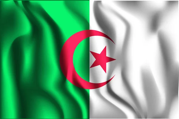 Flagge von Algerien. Rechteckiges Symbol. Welleneffekt. Vektor — Stockvektor