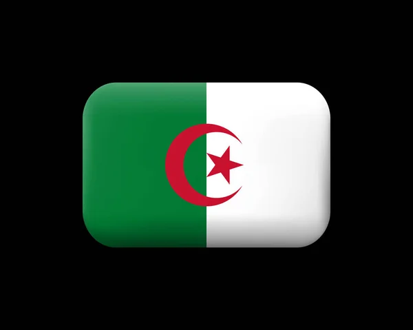 Flag of Algeria. Matted Vector Icon and Button. Rectangular Shap — Stock Vector