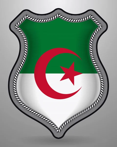 Drapeau d'Algérie. Badge vectoriel et icône. Orientation verticale Ver — Image vectorielle