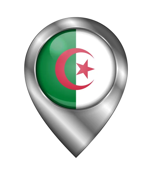 Algeriets flagga. Vektor tecken och ikon. Plats symbol form. Si — Stock vektor