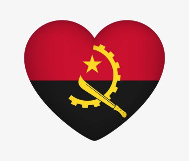 Angola Kalp Şeklinde Ulusal Bayrağı. Ülkemi seviyorum. Vektör 