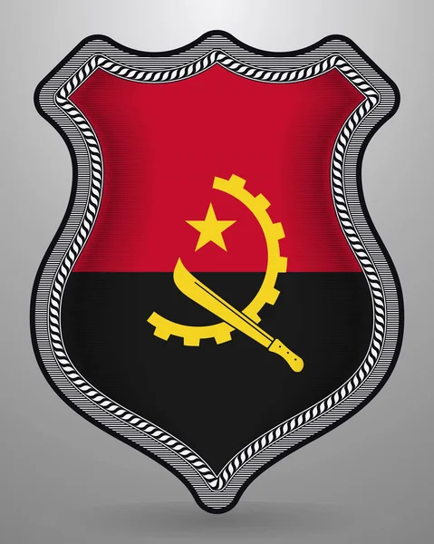 Bandiera dell'Angola. Badge vettoriale e icona. Orientamento orizzontale Ve — Vettoriale Stock