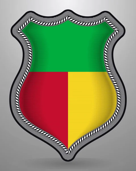 Bandiera del Benin. Badge vettoriale e icona. Orientamento verticale Versi — Vettoriale Stock