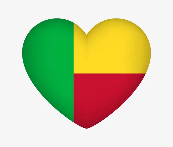 Bandiera Nazionale del Benin a forma di cuore. Amo il mio Paese. Vettore I — Vettoriale Stock