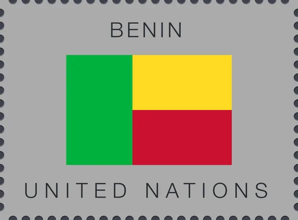 Bandera de Benín. Señal de Vector e Icono. Sello postal — Vector de stock