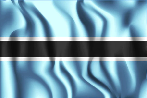 Flag of Botswana. Rectangular Icon. Waving Effect. Vector — Stock Vector