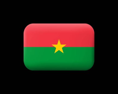 Burkina Faso bayrağı. Mat vektör simgesi ve düğmesi. Dikdörtgen
