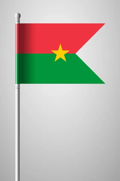 布基纳法索国旗。旗杆上的国旗。孤立的伊卢斯特 — 图库矢量图片